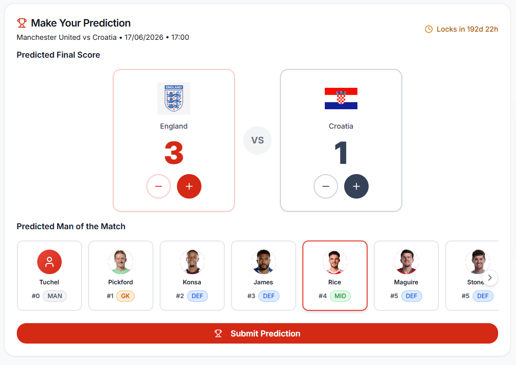 Match prediction interface